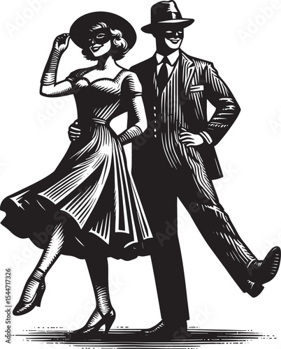 Vintage Halloween: An elegantly attired couple celebrates in cla
