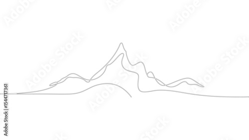 Hand drawn mountain outline with curved terrain