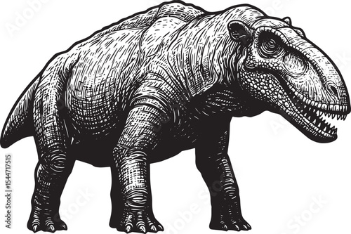 Detailed Illustration of a Dicynodon Prehistoric Animal in Black