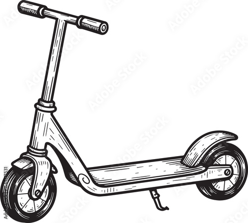 Black and White Illustration of a Scooter, Ideal for Transportat