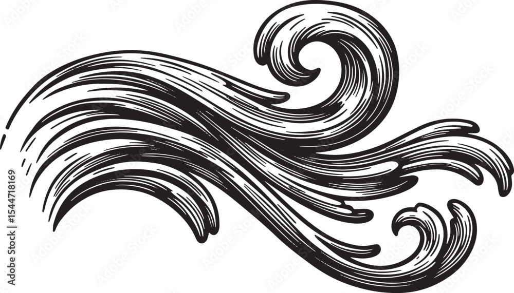 Fototapeta premium Elegant Vintage Swirl Design: Black and White Decorative Ornamen