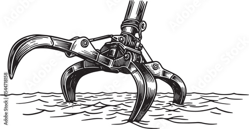 Industrial Claw Grabbing From the Water, Engineering Equipment I