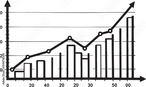 Black and white business graph showing the financial growth with