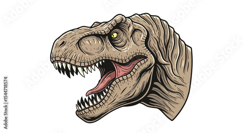 Tyrannosaurus Rex Head Vector Art Illustration Flat Design Perfect for All Uses