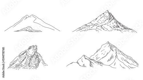 Minimalist mountain silhouette line art