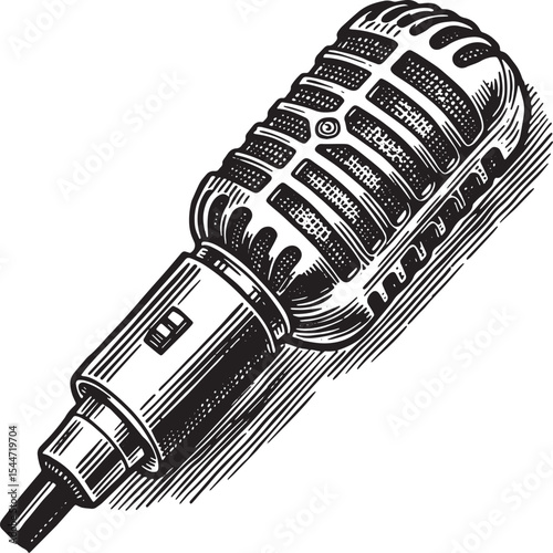 Vintage microphone illustration, perfect for music, recording, a