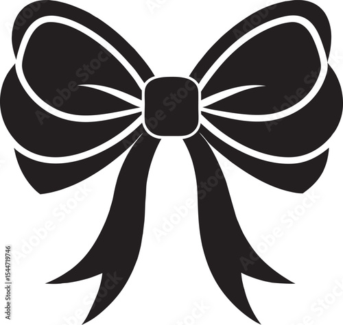 This collection of black and white images showcases bow designs, some appearing tied with ribbons and others as simple silhouettes