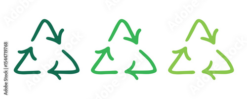 Hand drawn recycle arrow icon Recycling resources symbol Reuse of materials, zero waste, green environment, saving the planet