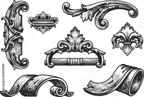 Intricate Vector Illustrations of Ornamental Decorative Elements