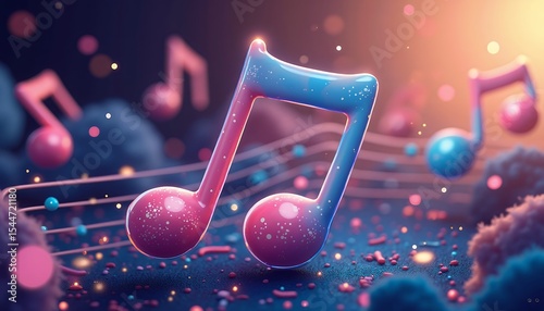 Music notes colorful pastel background