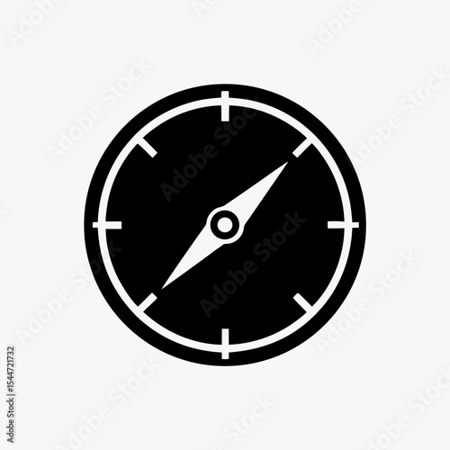 Free Download Black and White Compass Icon Isolated on White Background – Minimalist Navigation Symbol
 - GFXLoad