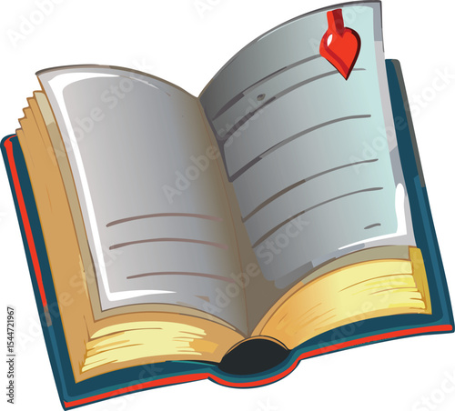 the open book's appearance (colors, textures, script). What does it imply about its age and the atmosphere
