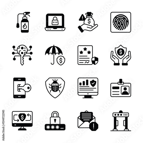 Here is a customizable pack of smart protection glyph icons