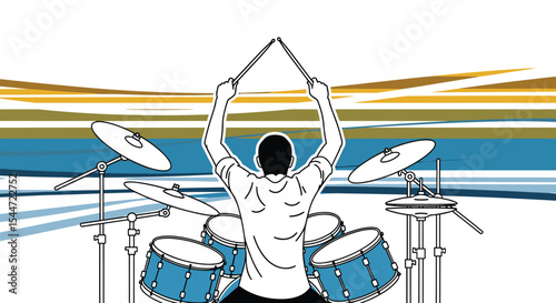 Minimalist Vector Drummer Design A Flat Illustration of Rhythm and Musical Passion