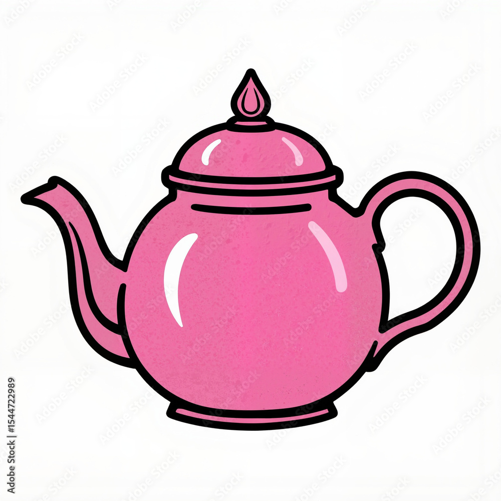 Obraz premium Cute pink teapot with a stylish design and elegant handle on a white background
