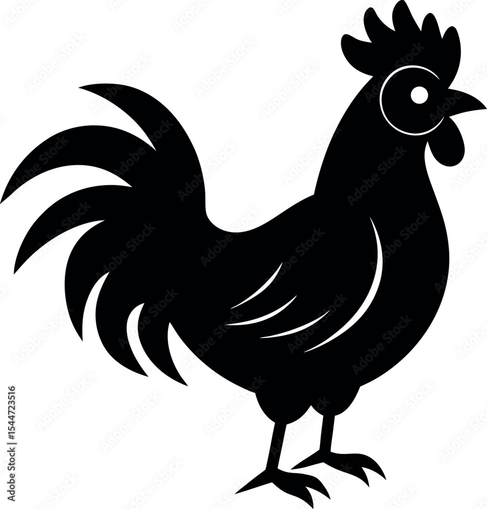 Obraz premium Rooster Silhouette Vector Illustration