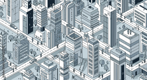 Urban Sprawl A Minimalist Vector Cityscape Exploring Architectural Diversity and Simplified Design
