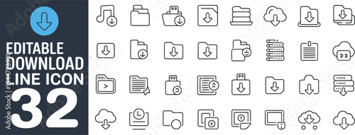Download icons representing file transfers and cloud storage solutions