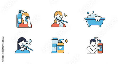 Daily Routine for Healthy Hygiene Personal Care Practices A Set Of Icons