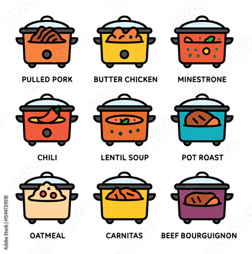 Colorful Slow Cooker Icons