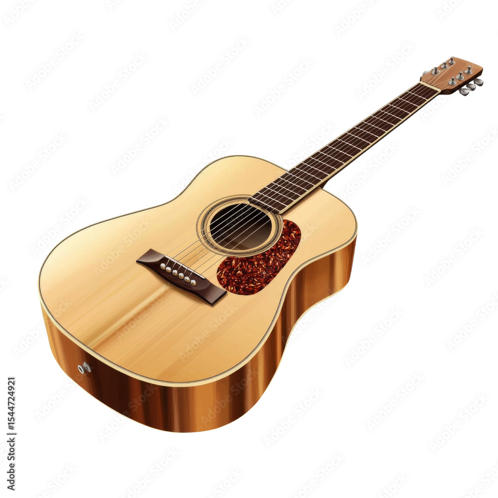 Fototapeta premium beautiful acoustic guitar with natural wood finish, featuring classic design and intricate details. Perfect for music lovers and musicians alike