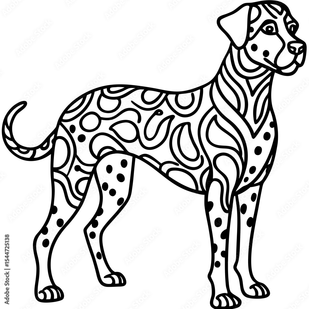 stress relief mandala Dog coloring page