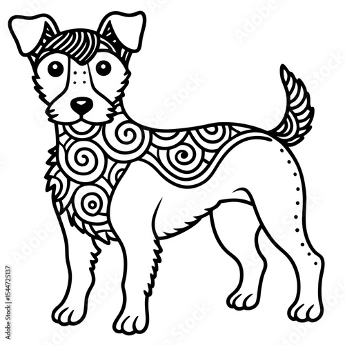 stress relief mandala Dog coloring page