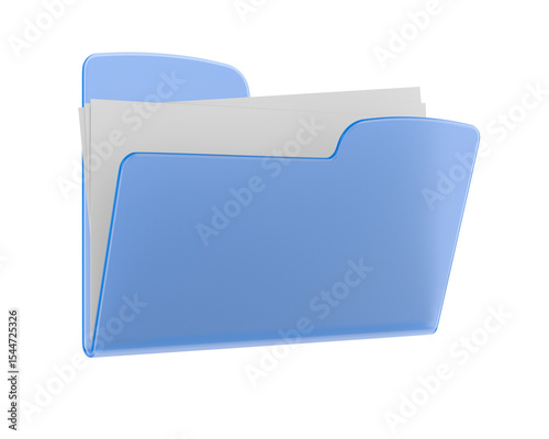 Blue folder on white background. Isolated 3D illustration