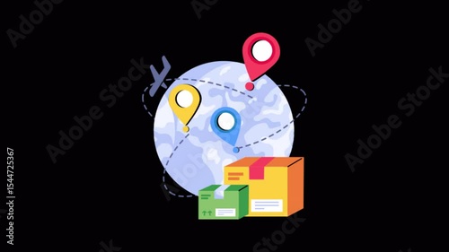 Global Delivery 2D Flat Animations on Transparent background