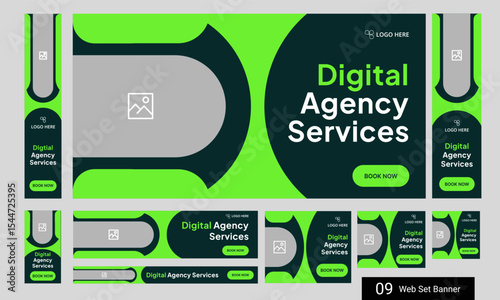 Web bundle banner design for social media post, digital marketing agency web set banner design, fully customizable vector eps 10 file format