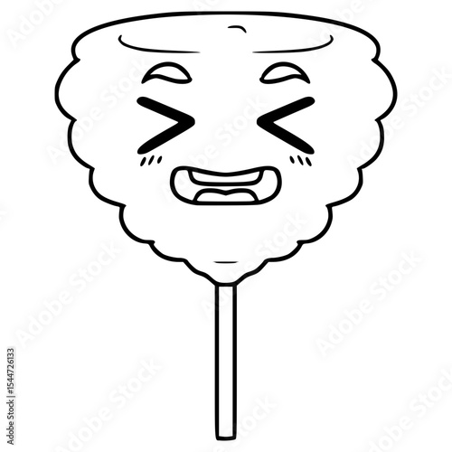 cotton candy character illustration hand drawn outline vector