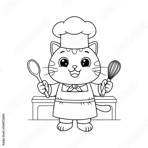 funny cartoon chef with a spoon