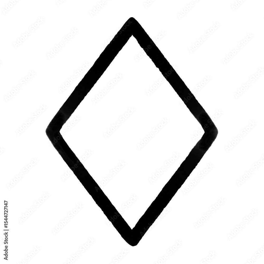 Abstract black diamond shape on a white background highlighting simplicity and geometric design in art Abstract black diamond shape on a white background highlighting simplicity and geometric design in art