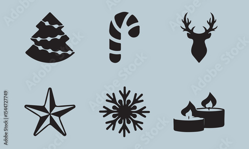 set of christmas icons christmas, ice, illustration, design, pattern, snow, symbol, vector, season, winter, crystal, flake, graphic, new year, ornate, snowflake, weather, christmas card, december, fro