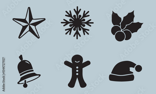 set of christmas icons christmas, ice, illustration, design, pattern, snow, symbol, vector, season, winter, crystal, flake, graphic, new year, ornate, snowflake, weather, christmas card, december, fro