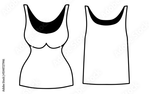 Vector illustration of black ink hand drawn girl boy undershirt