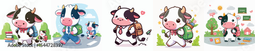 cute cow riding a bike vector