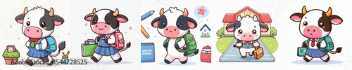 cute cow riding a bike vector