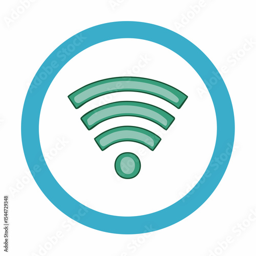 A teal wifi signal icon inside a blue circle, isolated on a white background.