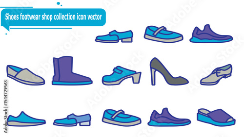 Shoes footwear shop collection icon vector