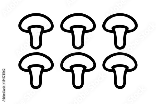 Mushroom icon set, line art and outline vector icon