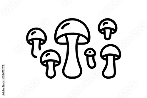 Mushroom icon set, line art and outline vector icon