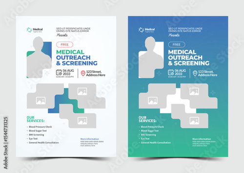 Clean medical flyer template for health awareness, outreach, and screening