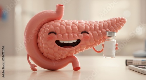Cartoon pancreas holding vaccine