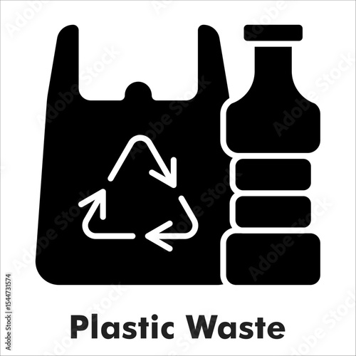 Plastic Waste Solid Black Icon