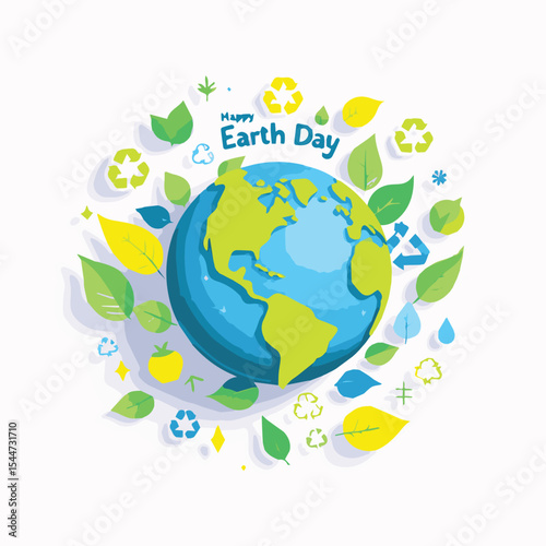 green planet earth with leaves