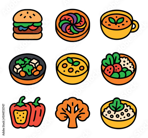 Vibrant Vegan Icons