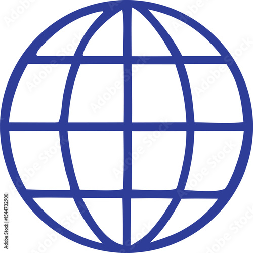 Simple blue globe icon graphic design element for websites and applications