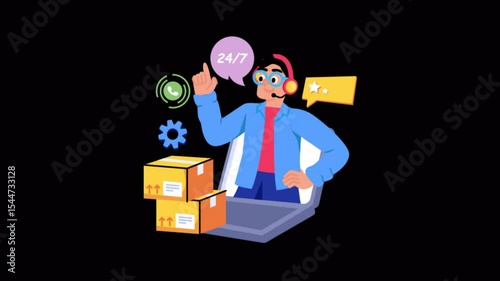 Customer Service  2D Flat Animations on Transparent background