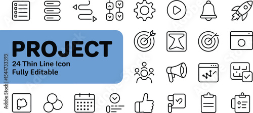 Project thin line icons for business isolated on white background